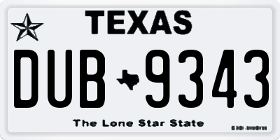 TX license plate DUB9343