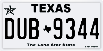TX license plate DUB9344