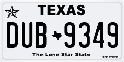 TX license plate DUB9349
