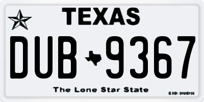 TX license plate DUB9367
