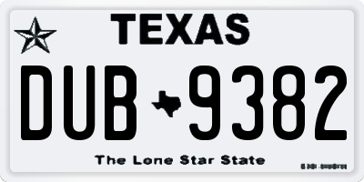 TX license plate DUB9382