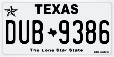 TX license plate DUB9386