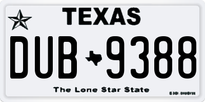 TX license plate DUB9388