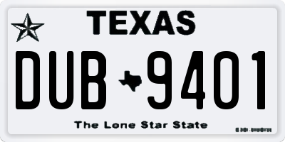 TX license plate DUB9401