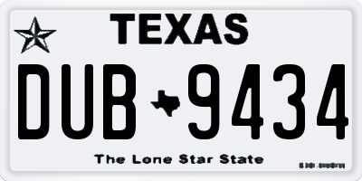 TX license plate DUB9434