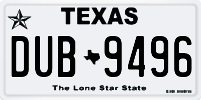 TX license plate DUB9496