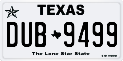 TX license plate DUB9499