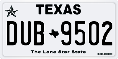 TX license plate DUB9502