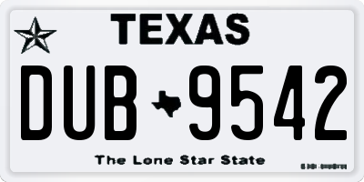TX license plate DUB9542