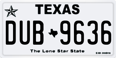 TX license plate DUB9636