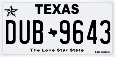 TX license plate DUB9643