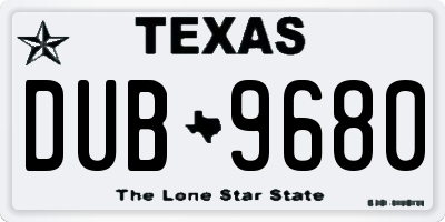 TX license plate DUB9680
