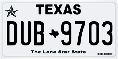 TX license plate DUB9703