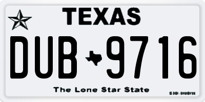 TX license plate DUB9716