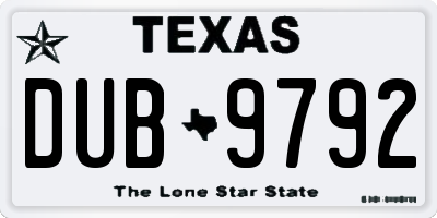 TX license plate DUB9792