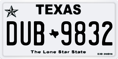 TX license plate DUB9832