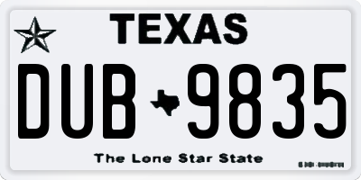 TX license plate DUB9835