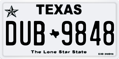 TX license plate DUB9848