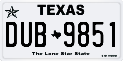 TX license plate DUB9851
