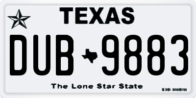 TX license plate DUB9883