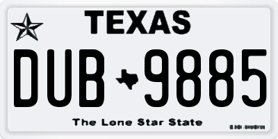 TX license plate DUB9885