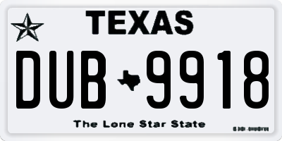 TX license plate DUB9918