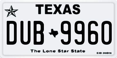 TX license plate DUB9960