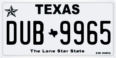 TX license plate DUB9965