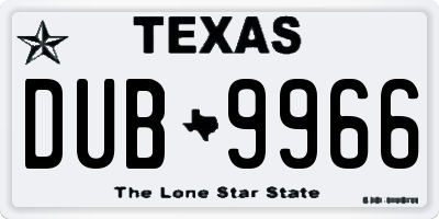 TX license plate DUB9966