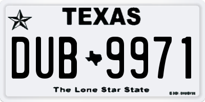 TX license plate DUB9971