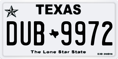 TX license plate DUB9972