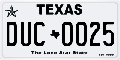 TX license plate DUC0025