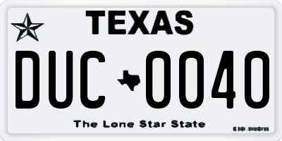 TX license plate DUC0040