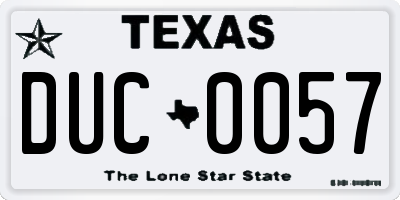 TX license plate DUC0057
