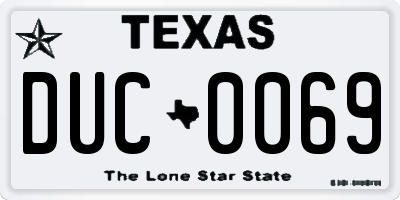 TX license plate DUC0069