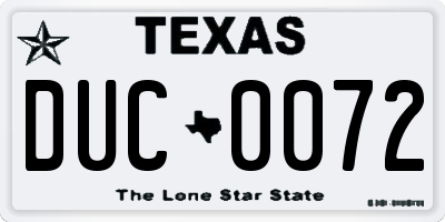 TX license plate DUC0072