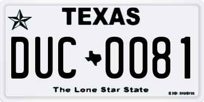 TX license plate DUC0081