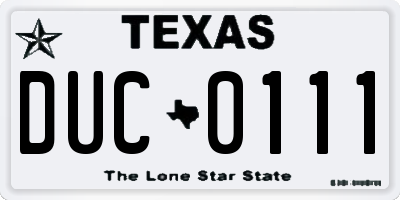 TX license plate DUC0111