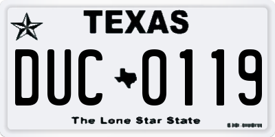 TX license plate DUC0119