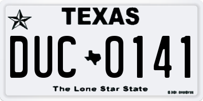 TX license plate DUC0141