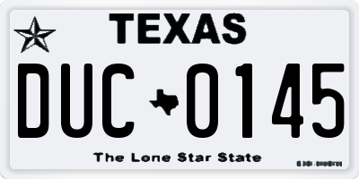 TX license plate DUC0145