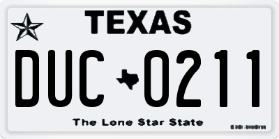 TX license plate DUC0211