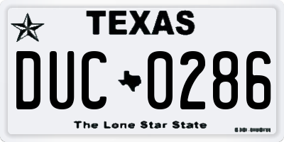 TX license plate DUC0286