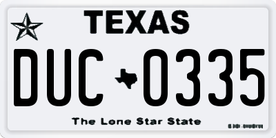 TX license plate DUC0335