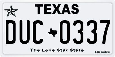 TX license plate DUC0337