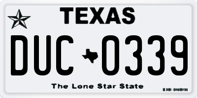 TX license plate DUC0339