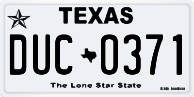 TX license plate DUC0371