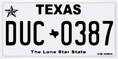 TX license plate DUC0387