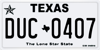 TX license plate DUC0407