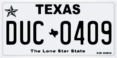 TX license plate DUC0409